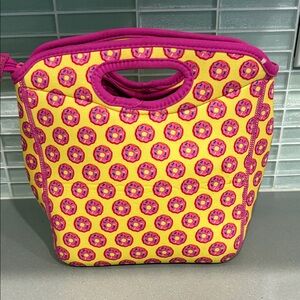 Vibrant Pink and Yellow donut lunch bag